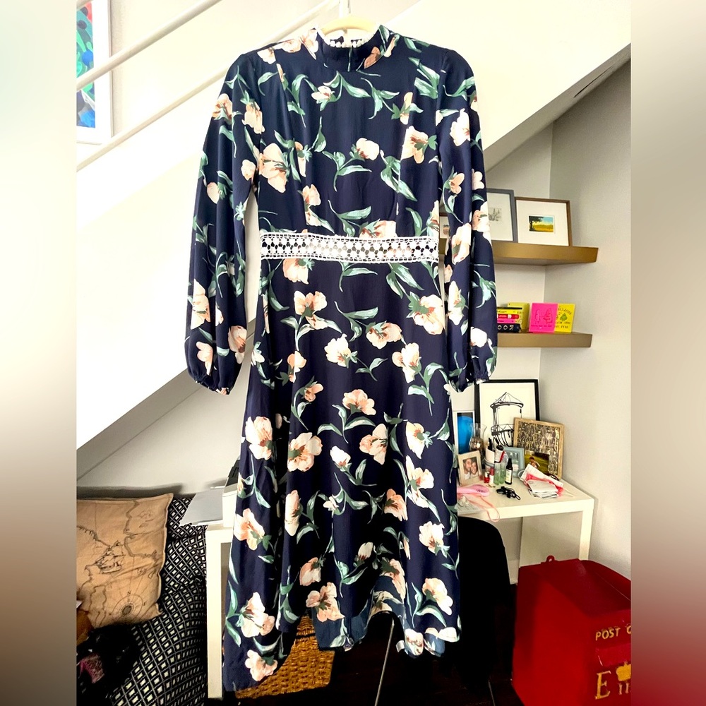 Wedding Guest Dress - ASOS, brand is boohoo. US size 4. Floral w back cut out.
